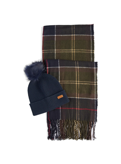 BARBOUR DOVER BEANIE AND HAILIES SCARF CLASSIC GIFT SET 